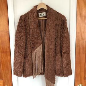 Vintage Pile Coat Brown with Scarf Size S